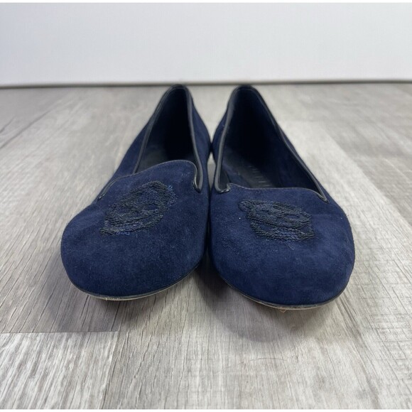 Alexander McQueen Blue Suede Loafers w/Sequin Skull Detail Size 36 US 5.5 (B) - Picture 2 of 7